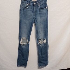 Levi's Blue Distressed Ripped Straight Leg Jeans